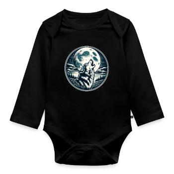 Lupine neighs at the full moon - Organic Longsleeve Baby Bodysuit - black - Front
