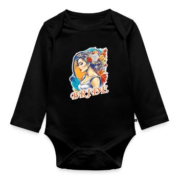 Bride - Organic Longsleeve Baby Bodysuit - black - Front