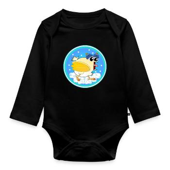 Snow Winter Chickens - Organic Longsleeve Baby Bodysuit - black - Front