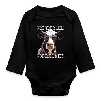 Pas ta mère Pas ton lait Végétalien Végétarien Végétarien - Body Bébé bio manches longues - noir - Devant