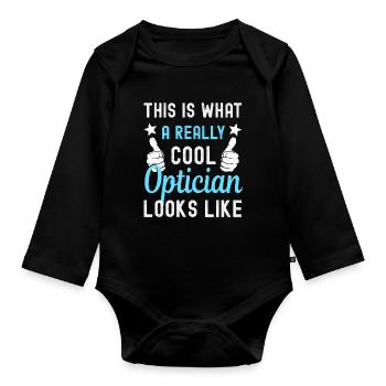 Optiker Optikerin - Baby Bio-Langarm-Body - Schwarz - Vorne