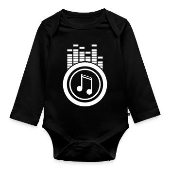 musique, fan de musique, écouter de la musique - Body Bébé bio manches longues - noir - Devant