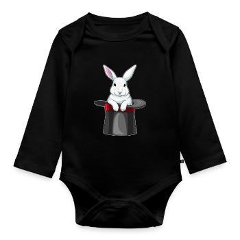 Hase Zauberer Zylinder - Baby Bio-Langarm-Body - Schwarz - Vorne