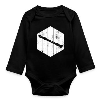 Flute Drawing - Organic Longsleeve Baby Bodysuit - black - Front