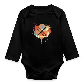 Vintage Pen and Ruler - Organic Longsleeve Baby Bodysuit - black - Front