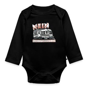 Ruhestand in Stil - Mit Wohnmobil - Baby Bio-Langarm-Body - Schwarz - Vorne