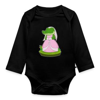 Krokodil Braut Schleier Hochzeit - Baby Bio-Langarm-Body - Schwarz - Vorne
