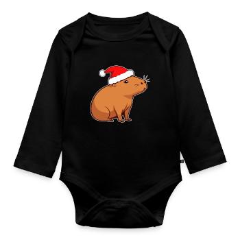Capybara Weihnachten - Baby Bio-Langarm-Body - Schwarz - Vorne