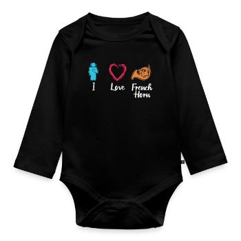 Ich liebe Waldhorn - Baby Bio-Langarm-Body - Schwarz - Vorne