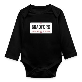 Panneau de la ville de Bradford - Body Bébé bio manches longues - noir - Devant