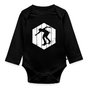 Skateboarder Sketch - Organic Longsleeve Baby Bodysuit - black - Front