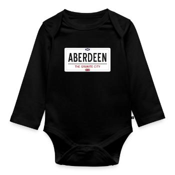 Panneau de la ville d’Aberdeen - Body Bébé bio manches longues - noir - Devant
