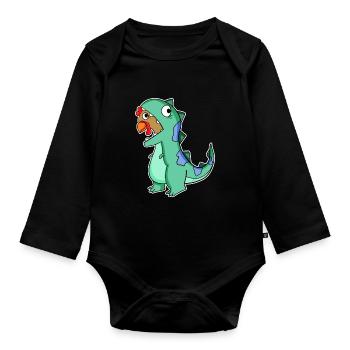 Chicken Dinosaur Costume - Organic Longsleeve Baby Bodysuit - black - Front