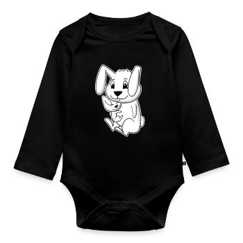Bunny Family - Lapin avec bébé - Body Bébé bio manches longues - noir - Devant