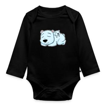 Famille d’ours - Ours avec bébé - Body Bébé bio manches longues - noir - Devant