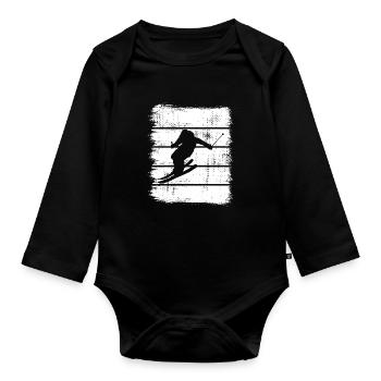 Skifahrer Zeichnung - Baby Bio-Langarm-Body - Schwarz - Vorne