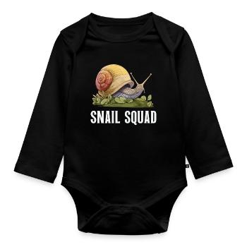 Snail Squad – Schneckenliebe & Gartenhumor - Baby Bio-Langarm-Body - Schwarz - Vorne