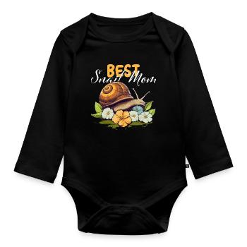 Best Snail Mom – For Snail Lovers - Organic Longsleeve Baby Bodysuit - black - Front