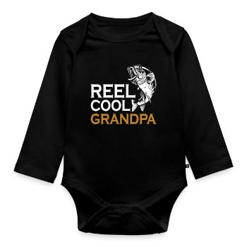 Grandpa Conquer Fishing Reel Cool - Organic Longsleeve Baby Bodysuit - black - Front