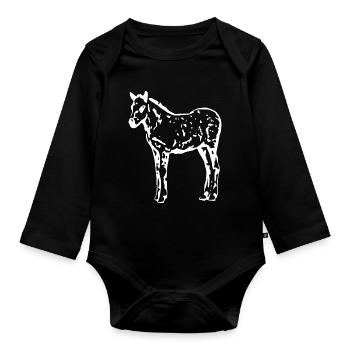 cheval blanc cheval blanc t-shirt cadeau cavalier - Body Bébé bio manches longues - noir - Devant