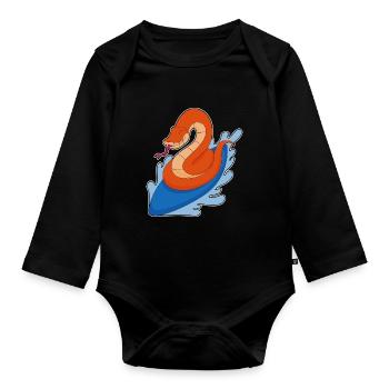 Snake Surfing Surfboard Summer - Organic Longsleeve Baby Bodysuit - black - Front