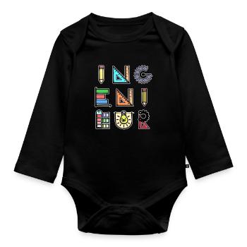 Engineer Job Profession Career Work Success - Organic Longsleeve Baby Bodysuit - black - Front