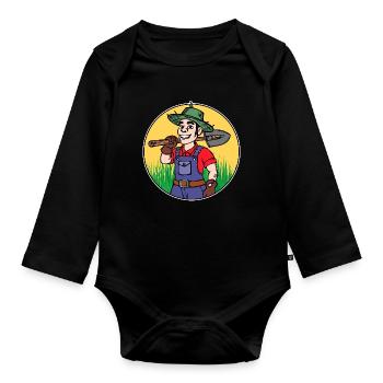 Farmer Job Work Employee Career Worker - Organic Longsleeve Baby Bodysuit - black - Front