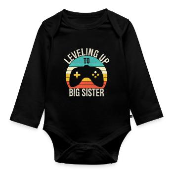 Auf dem Weg zur großen Schwester - Baby Bio-Langarm-Body - Schwarz - Vorne