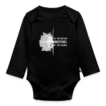 Koordinaten Greetsiel - Baby Bio-Langarm-Body - Schwarz - Vorne