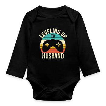 Aufstieg zum Ehemann - Baby Bio-Langarm-Body - Schwarz - Vorne