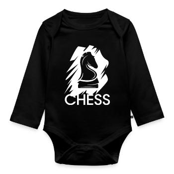 Schach Symbol Pferd Logo Verein Team Grafik icon - Baby Bio-Langarm-Body - Schwarz - Vorne