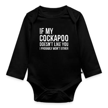 If my cockapoo doesn't like you funny shirt - Body Bébé bio manches longues - noir - Devant
