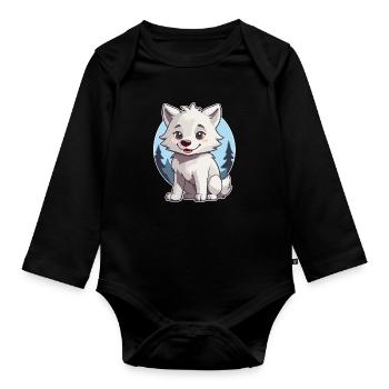 Loup mignon ou chien husky - Body Bébé bio manches longues - noir - Devant