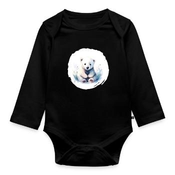 Eisbär Aquarell - Baby Bio-Langarm-Body - Schwarz - Vorne