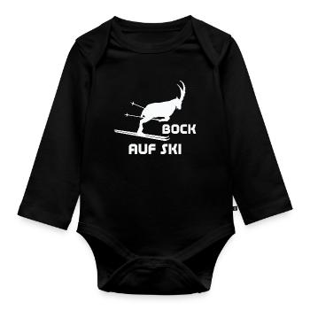 Bock auf Ski Humor Lustige Bilder - Baby Bio-Langarm-Body - Schwarz - Vorne