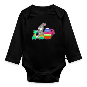 Service de livraison de Pâques Bunny - Body Bébé bio manches longues - noir - Devant