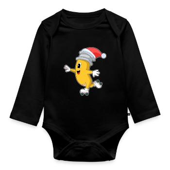 Patins à roulettes de Noël Pencil - Body Bébé bio manches longues - noir - Devant