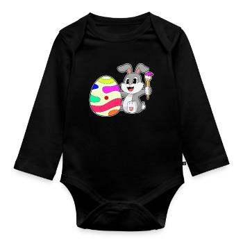 Hase Ostern Malen - Baby Bio-Langarm-Body - Schwarz - Vorne