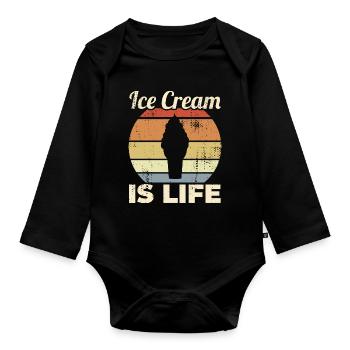 Eiscreme ist Leben - Baby Bio-Langarm-Body - Schwarz - Vorne