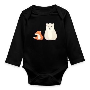 Cute animal motifs for children - Organic Longsleeve Baby Bodysuit - black - Front