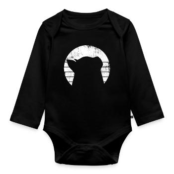 Cat Drawing - Organic Longsleeve Baby Bodysuit - black - Front