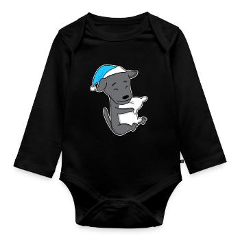 Italienisches Windspiel Schlafen Müdigkeit Hund - Baby Bio-Langarm-Body - Schwarz - Vorne