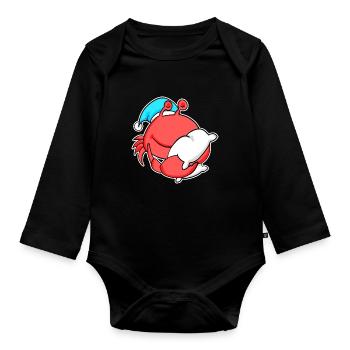 Crabe avec oreiller et bonnet somnolent - Body Bébé bio manches longues - noir - Devant