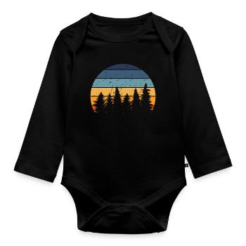 Forest Nature Retro Tree - Organic Longsleeve Baby Bodysuit - black - Front