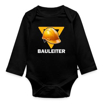 Baustellenleiter Bauhelm - Baby Bio-Langarm-Body - Schwarz - Vorne