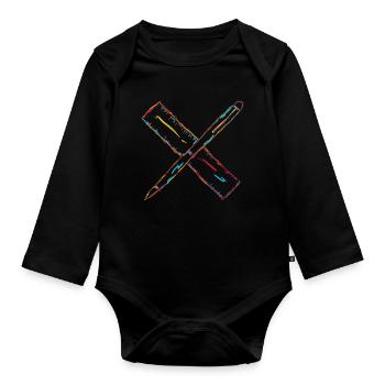 Drawing with pen and ruler - Organic Longsleeve Baby Bodysuit - black - Front