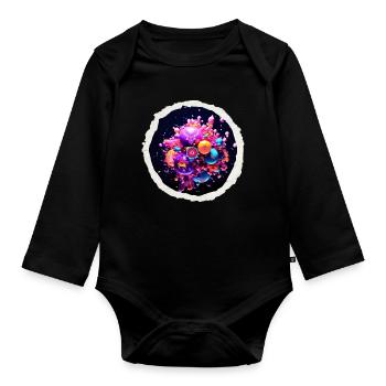 Bulles funky cosmiques - Body Bébé bio manches longues - noir - Devant