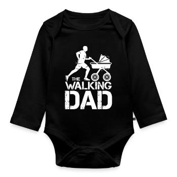 Le papa qui marche dictons drôles poussette papa - Body Bébé bio manches longues - noir - Devant
