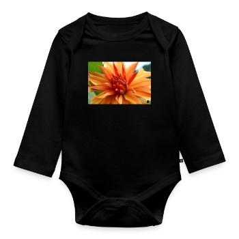 Dahlie orangen lachsfarben Blüte ,Blume - Baby Bio-Langarm-Body - Schwarz - Vorne