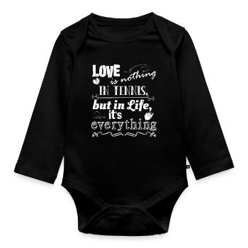 L’amour n’est rien dans le tennis, mignon design blanc couleur - Body Bébé bio manches longues - noir - Devant